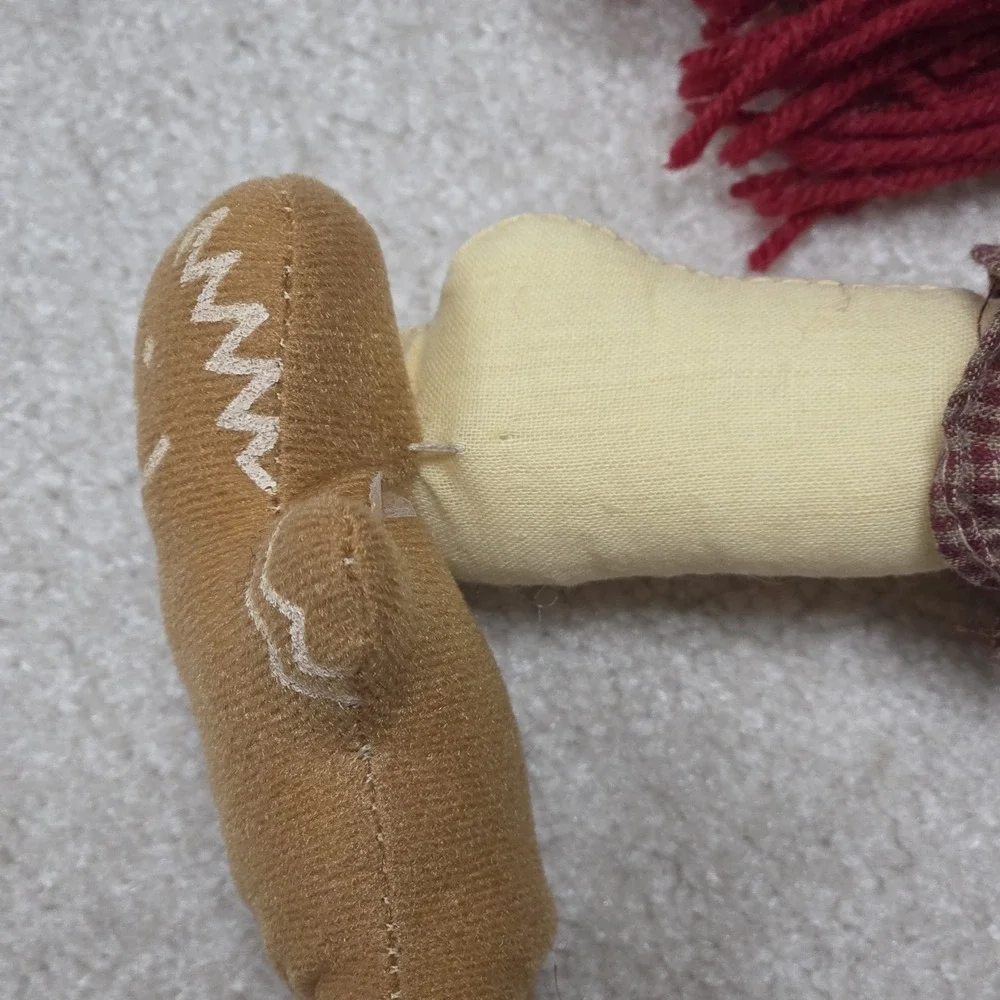 Vtg Handmade Raggedy Ann Doll Gingerbread Man 18 in Hanging‎ Shelf Sitter Rustic